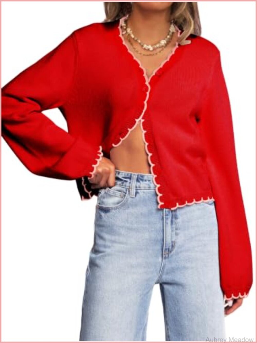 Women Long Sleeve Cropped Cardigan Open Front Lightweight Knit Sweater